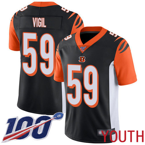 Cincinnati Bengals Limited Black Youth Nick Vigil Home Jersey NFL Footballl #59 100th Season Vapor Untouchable